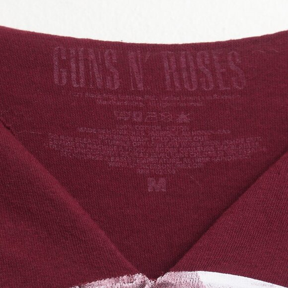Guns N Roses Shirt Womens Medium Maroon Rock Band Tee Chopped Neckline - Picture 2 of 7